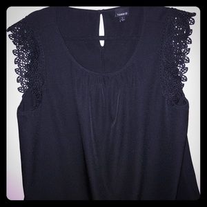 Torrid Black Lace Sleeve Top